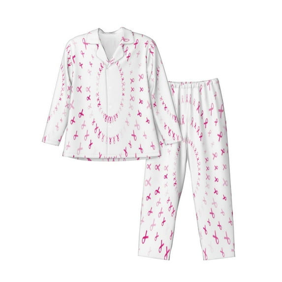Bingfone Men'S Pajama Set 2 Piece Loungewear Pjs, Long Sleeve With Pajama Pants-Breast Cancer Awareness (4)