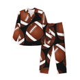 thumbnail image 1 of Bingfone Men'S Pajama Set 2 Piece Loungewear Pjs, Long Sleeve With Pajama Pants-Brown Football On Black, 1 of 9