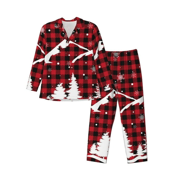 Bingfone Men'S Pajama Set 2 Piece Loungewear Pjs, Long Sleeve With Pajama Pants-Christmas Tree Buffalo Plaid
