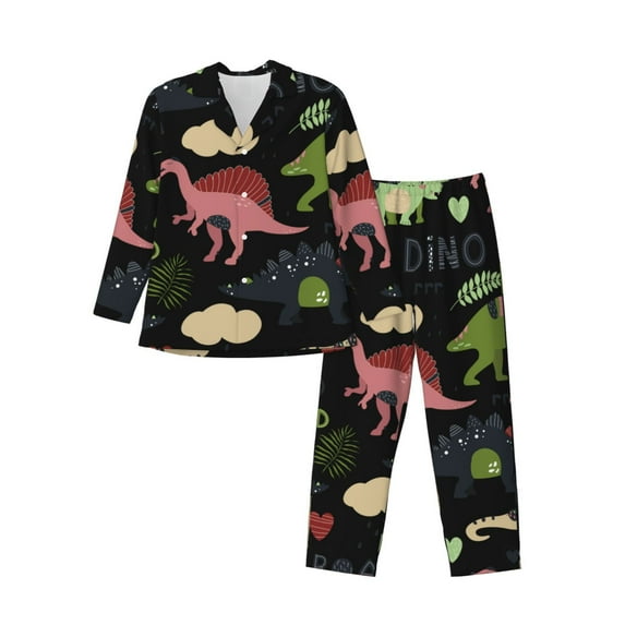 Bingfone Men'S Pajama Set 2 Piece Loungewear Pjs, Long Sleeve With Pajama Pants-Cute Dinosaurs