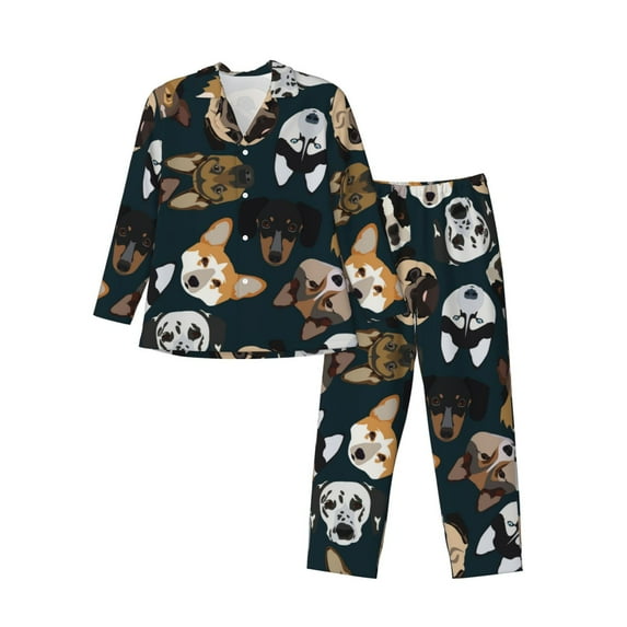 Bingfone Men'S Pajama Set 2 Piece Loungewear Pjs, Long Sleeve With Pajama Pants-Dogs