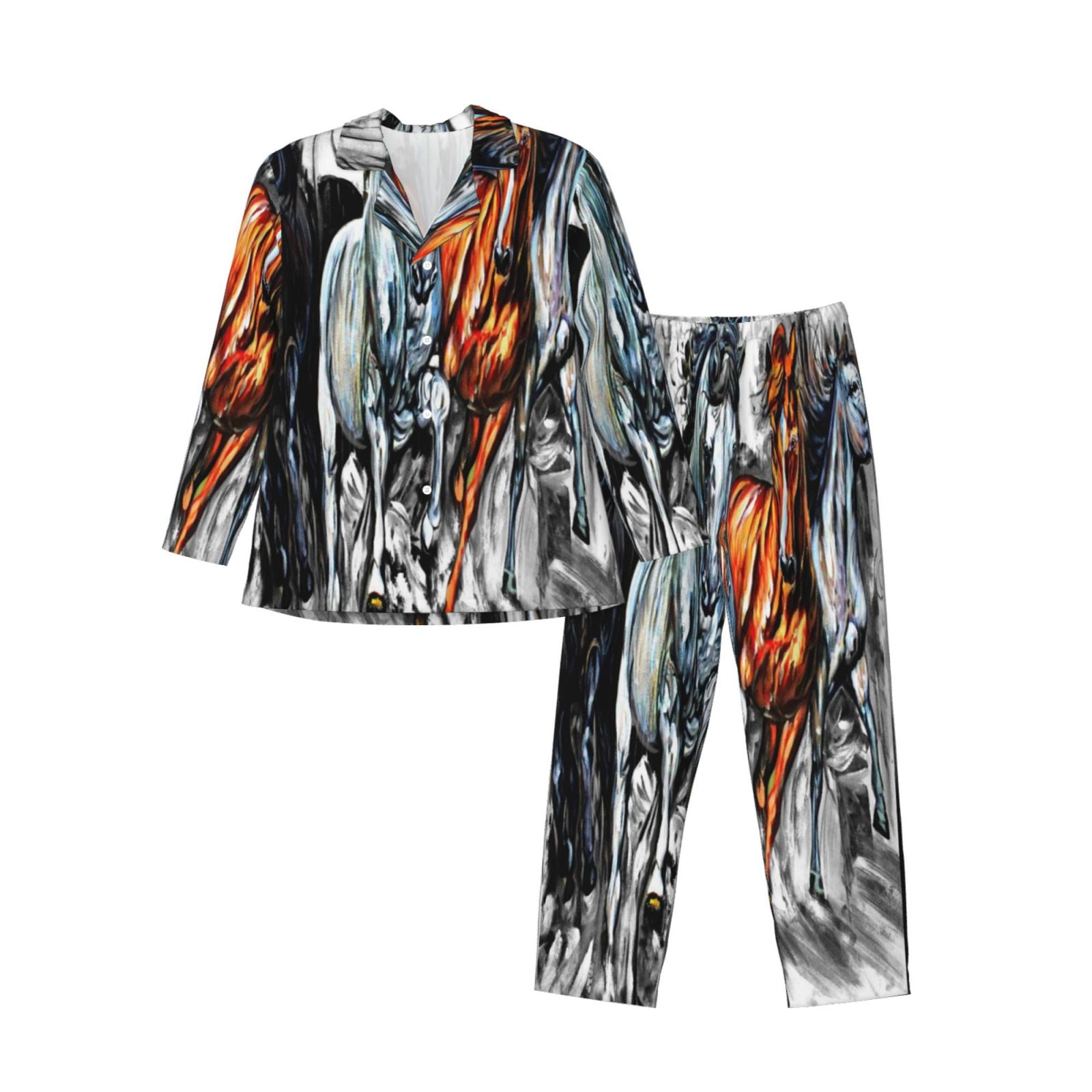 Bingfone Men'S Pajama Set 2 Piece Loungewear Pjs, Long Sleeve With ...