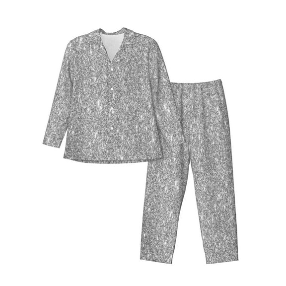 Bingfone Men'S Pajama Set 2 Piece Loungewear Pjs, Long Sleeve With Pajama Pants-Glittersilver