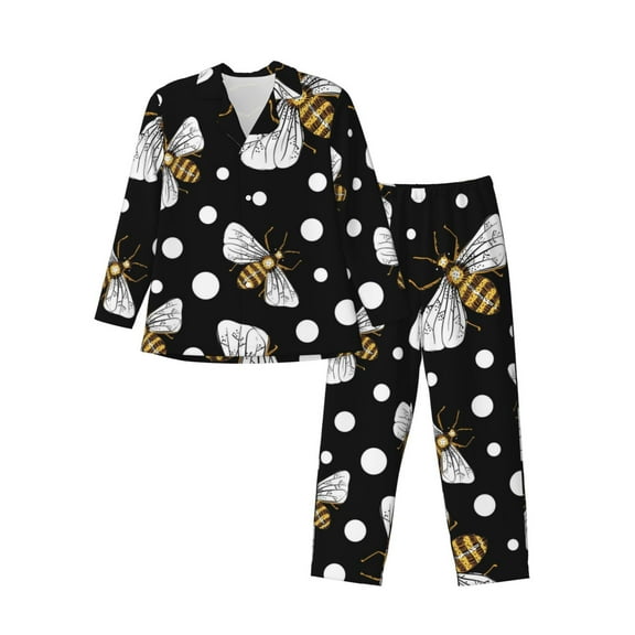 Bingfone Men'S Pajama Set 2 Piece Loungewear Pjs, Long Sleeve With Pajama Pants-Honey Bees At Night