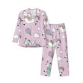 thumbnail image 1 of Bingfone Men'S Pajama Set 2 Piece Loungewear Pjs, Long Sleeve With Pajama Pants-Llama Unicorn And Rainbow, 1 of 9
