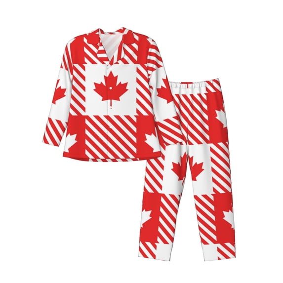 Bingfone Men'S Pajama Set 2 Piece Loungewear Pjs, Long Sleeve With Pajama Pants-Maple Leaves1