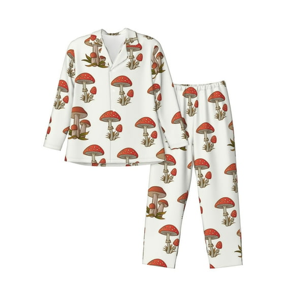 Bingfone Men'S Pajama Set 2 Piece Loungewear Pjs, Long Sleeve With Pajama Pants-Mushroom