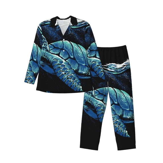Bingfone Men'S Pajama Set 2 Piece Loungewear Pjs, Long Sleeve With Pajama Pants-Ocean Turtle