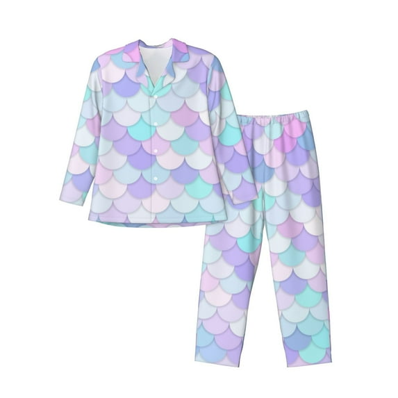 Bingfone Men'S Pajama Set 2 Piece Loungewear Pjs, Long Sleeve With Pajama Pants-Rainbow Scales