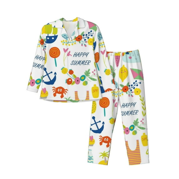 Bingfone Men'S Pajama Set 2 Piece Loungewear Pjs, Long Sleeve With Pajama Pants-Summer Animal