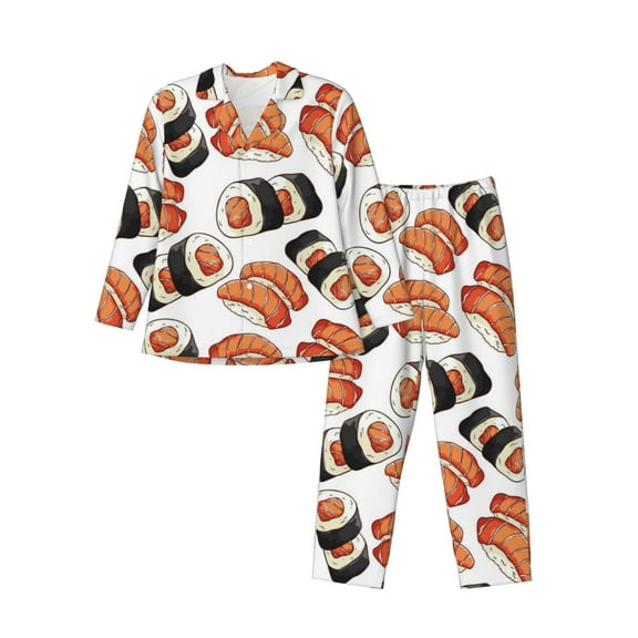 Bingfone Men'S Pajama Set 2 Piece Loungewear Pjs, Long Sleeve With Pajama Pants-Sushi Roll