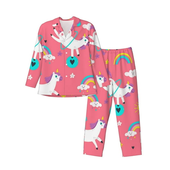 Bingfone Men'S Pajama Set 2 Piece Loungewear Pjs, Long Sleeve With Pajama Pants-Yoga Unicorn