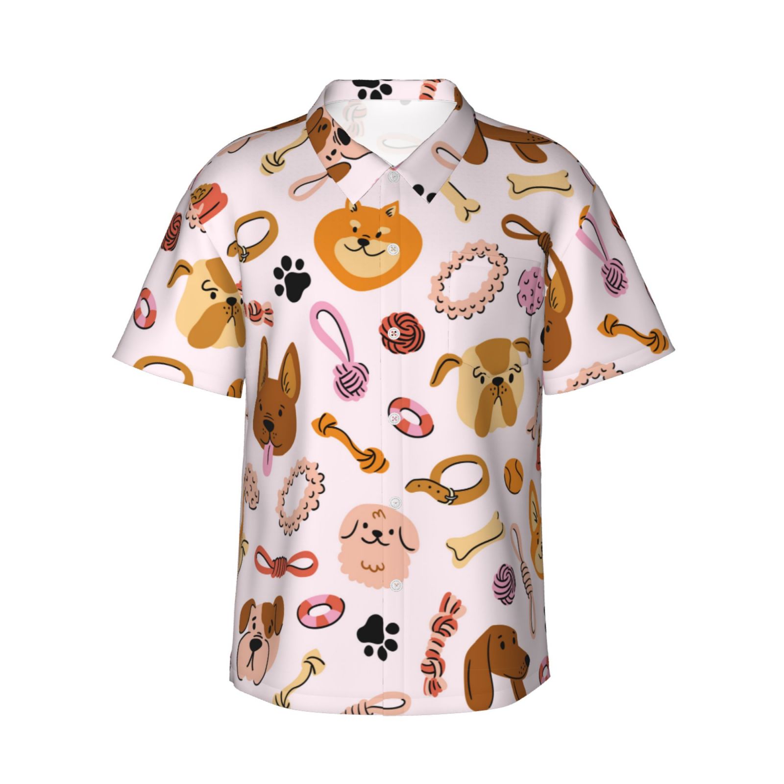 Bingfone Men'S Short Sleeve Button Down Shirts Hawaiian Cute Dog ...