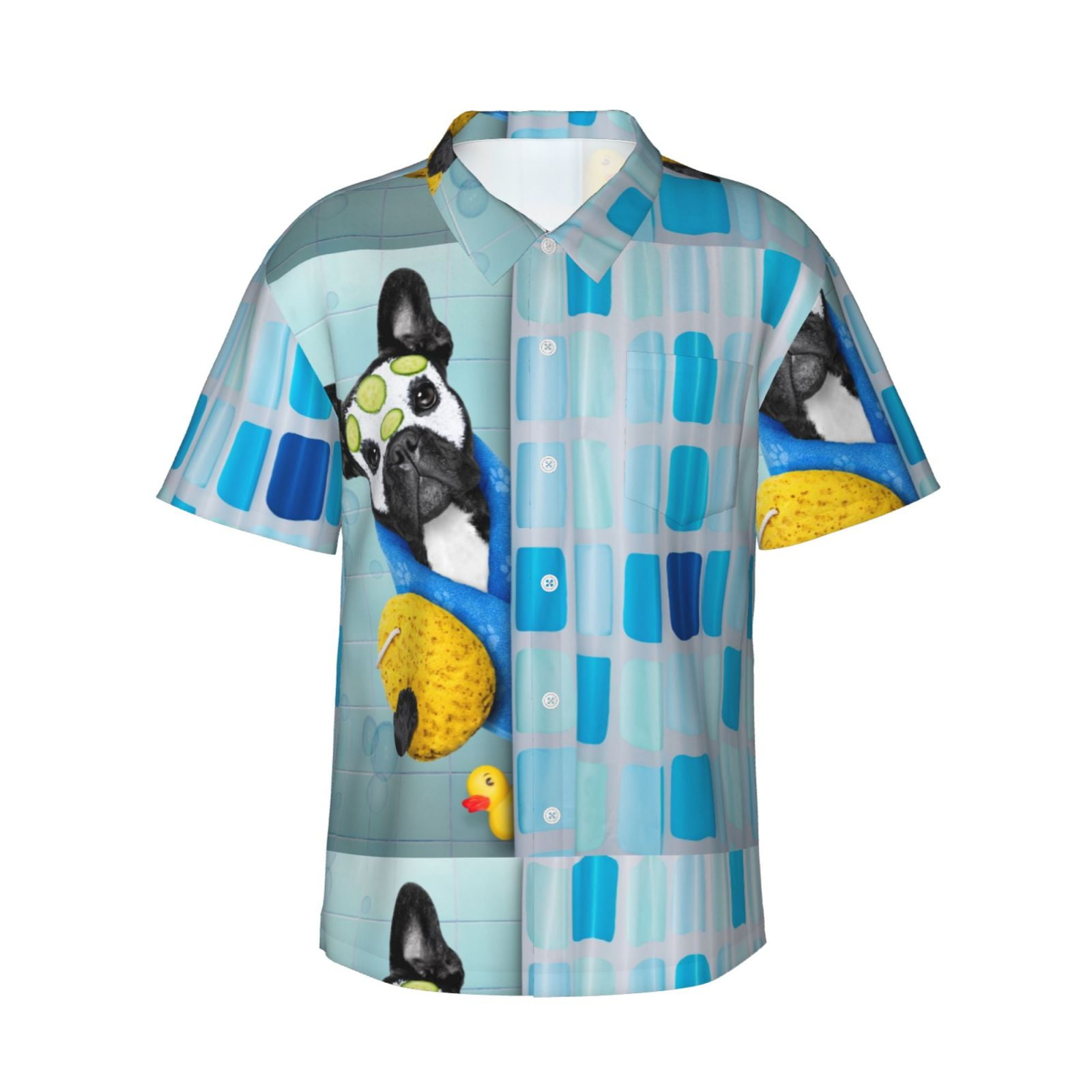 Bingfone Men'S Short Sleeve Button Down Shirts Hawaiian French Bulldog ...