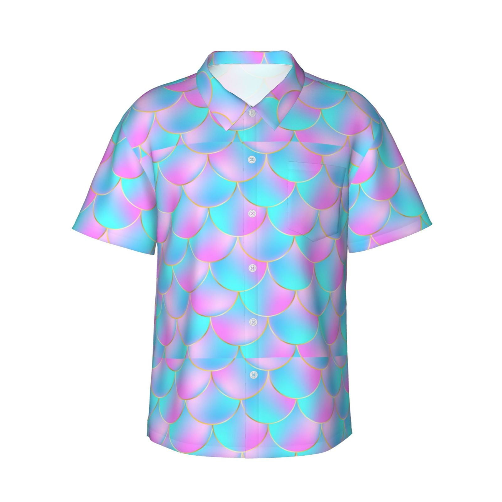 Bingfone Men'S Short Sleeve Button Down Shirts Hawaiian Purple Dragon ...
