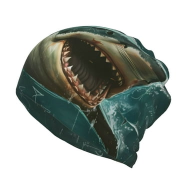 Bingfone Men Women Slouch Beanie Abstract Geometric Shark Print Cap Hip-Hop Hat Headwear Hats Turban Unisex