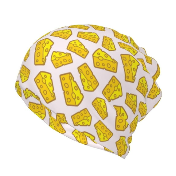 Bingfone Men Women Slouch Beanie Cheese Print Cap Hip-Hop Hat Headwear Hats Turban Unisex