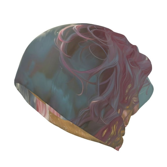 Bingfone Men Women Slouch Beanie Flower White Horse (2) Print Cap Hip-Hop Hat Headwear Hats Turban Unisex