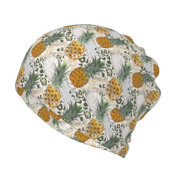 Bingfone Men Women Slouch Beanie Fruit Pineapples Print Cap Hip-Hop Hat Headwear Hats Turban Unisex