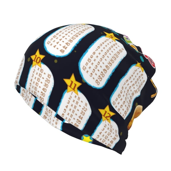 Bingfone Men Women Slouch Beanie Space Math Times Tables Print Cap Hip-Hop Hat Headwear Hats Turban Unisex