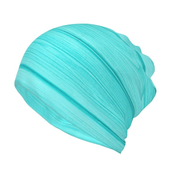 Bingfone Men Women Slouch Beanie Turquoise Wooden Print Cap Hip-Hop Hat Headwear Hats Turban Unisex