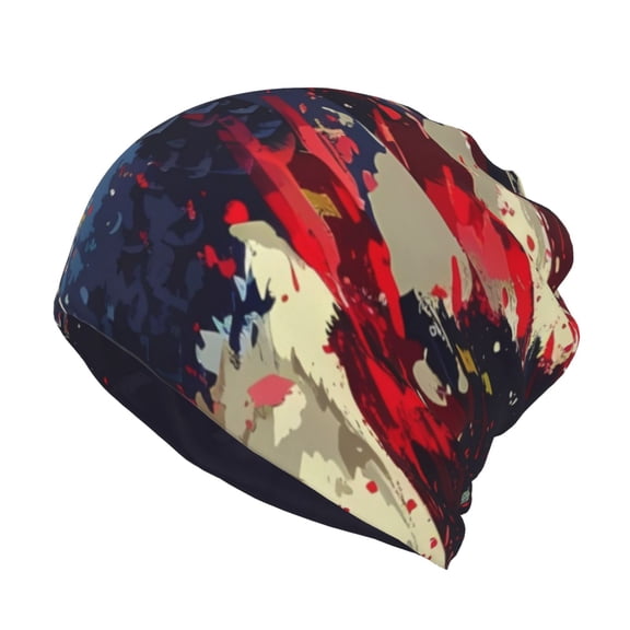 Bingfone Men Women Slouch Beanie Watercolor Bald Eagle Print Cap Hip-Hop Hat Headwear Hats Turban Unisex