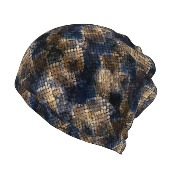 Bingfone Men Women Slouch Beanie Watercolor Snake Skin Print Cap Hip-Hop Hat Headwear Hats Turban Unisex