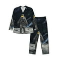 thumbnail image 1 of Bingfone Men's Pajama Set 2 Piece Loungewear PJs, Long Sleeve with Pajama Pants-Astronaut Standing In The Moon, 1 of 7