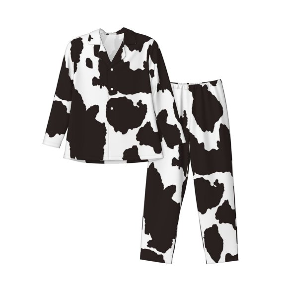 Bingfone Men's Pajama Set 2 Piece Loungewear PJs, Long Sleeve with Pajama Pants-Cow Skin 2