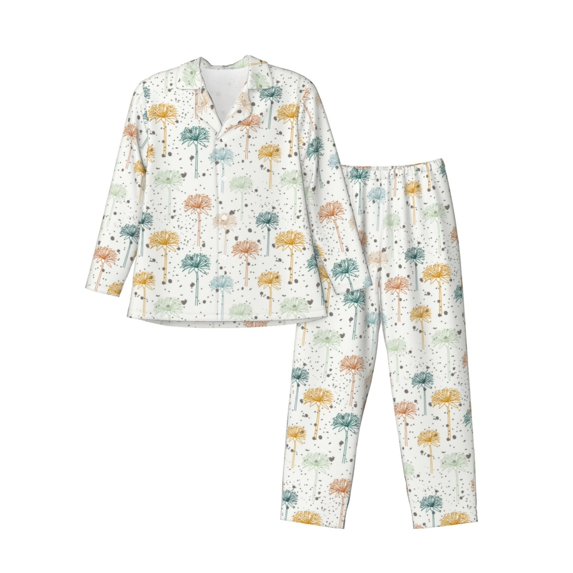 Bingfone Men's Pajama Set 2 Piece Loungewear PJs, Long Sleeve with Pajama Pants-Dandelion