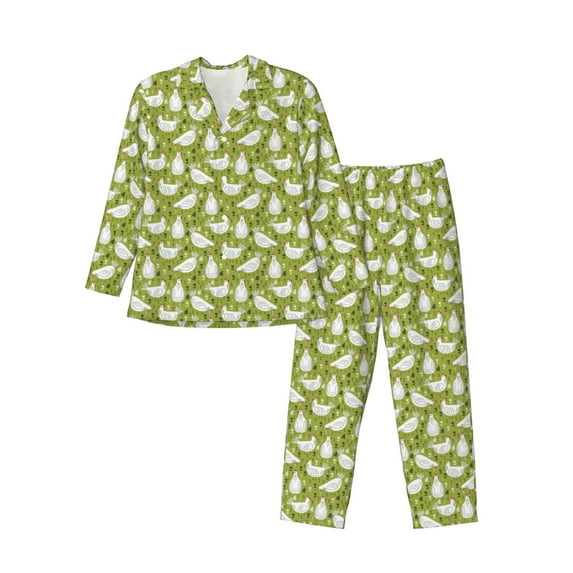 Bingfone Men's Pajama Set 2 Piece Loungewear PJs, Long Sleeve with Pajama Pants-Funny Chicken