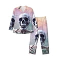thumbnail image 1 of Bingfone Men's Pajama Set 2 Piece Loungewear PJs, Long Sleeve with Pajama Pants-Mist Sunflower Skull, 1 of 7