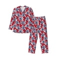 thumbnail image 1 of Bingfone Men's Pajama Set 2 Piece Loungewear PJs, Long Sleeve with Pajama Pants-Palm Tree Pattern on Red, 1 of 7