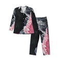 thumbnail image 1 of Bingfone Men's Pajama Set 2 Piece Loungewear PJs, Long Sleeve with Pajama Pants-Pink White Ocean Waves, 1 of 7