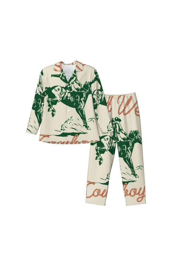 Men's Pajama Set 2 Piece Loungewear PJs, Long Sleeve with Pajama Pants-West Cowboys