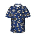 thumbnail image 1 of Bingfone Men's Short Sleeve Button Down Shirts Hawaiian Anchors and Nautical Printed Beach Shirt, 1 of 7