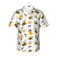 thumbnail image 1 of Bingfone Men's Short Sleeve Button Down Shirts Hawaiian Bees And Rainbows Printed Beach Shirt, 1 of 7