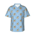 thumbnail image 1 of Bingfone Men's Short Sleeve Button Down Shirts Hawaiian Corgi Dog Printed Beach Shirt, 1 of 7