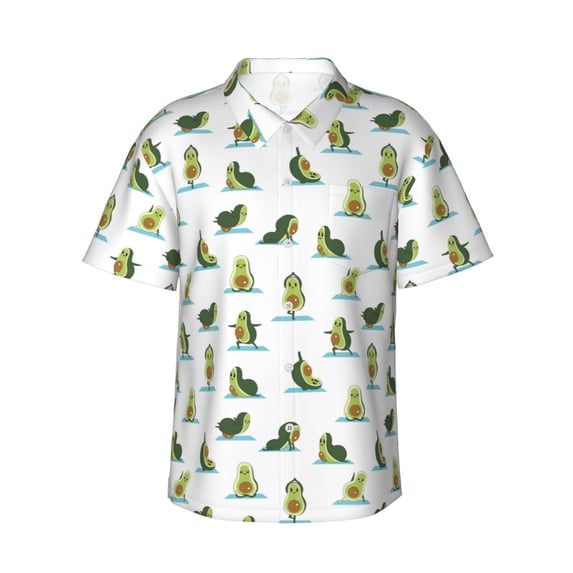 Bingfone Men's Short Sleeve Button Down Shirts Hawaiian Cute Avocado Yoga Printed Beach Shirt