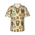 thumbnail image 1 of Bingfone Men's Short Sleeve Button Down Shirts Hawaiian Cute Owls Printed Beach Shirt, 1 of 7