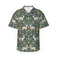 thumbnail image 1 of Bingfone Men's Short Sleeve Button Down Shirts Hawaiian Deer And Flowers Printed Beach Shirt, 1 of 7