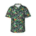 thumbnail image 1 of Bingfone Men's Short Sleeve Button Down Shirts Hawaiian Dinosaur Plays Soccer Printed Beach Shirt, 1 of 1