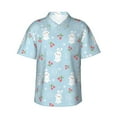 thumbnail image 1 of Bingfone Men's Short Sleeve Button Down Shirts Hawaiian Easter Rabbit Printed Beach Shirt, 1 of 7