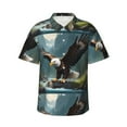 thumbnail image 1 of Bingfone Men's Short Sleeve Button Down Shirts Hawaiian Forest River Bald Eagle Printed Beach Shirt, 1 of 7