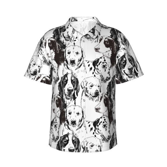 Bingfone Men's Short Sleeve Button Down Shirts Hawaiian Labrador Retriever Dog Printed Beach Shirt