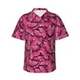 thumbnail image 1 of Bingfone Men's Short Sleeve Button Down Shirts Hawaiian Pink Butterfly Printed Beach Shirt, 1 of 1