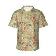 thumbnail image 1 of Bingfone Men's Short Sleeve Button Down Shirts Hawaiian Retro Geometry Printed Beach Shirt, 1 of 7