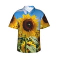 thumbnail image 1 of Bingfone Men's Short Sleeve Button Down Shirts Hawaiian Sky Golden Sunflower Field B Printed Beach Shirt, 1 of 7