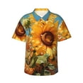 thumbnail image 1 of Bingfone Men's Short Sleeve Button Down Shirts Hawaiian Sunflower Blue Sky Printed Beach Shirt, 1 of 7