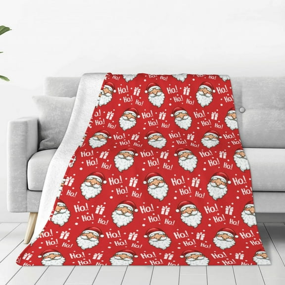 Bingfone Merry Christmas Santa Claus A Print Flannel Fleece Blanket Throw Blanket for Bed,Sofa,Couch,Travel,Camping(50"x40" )